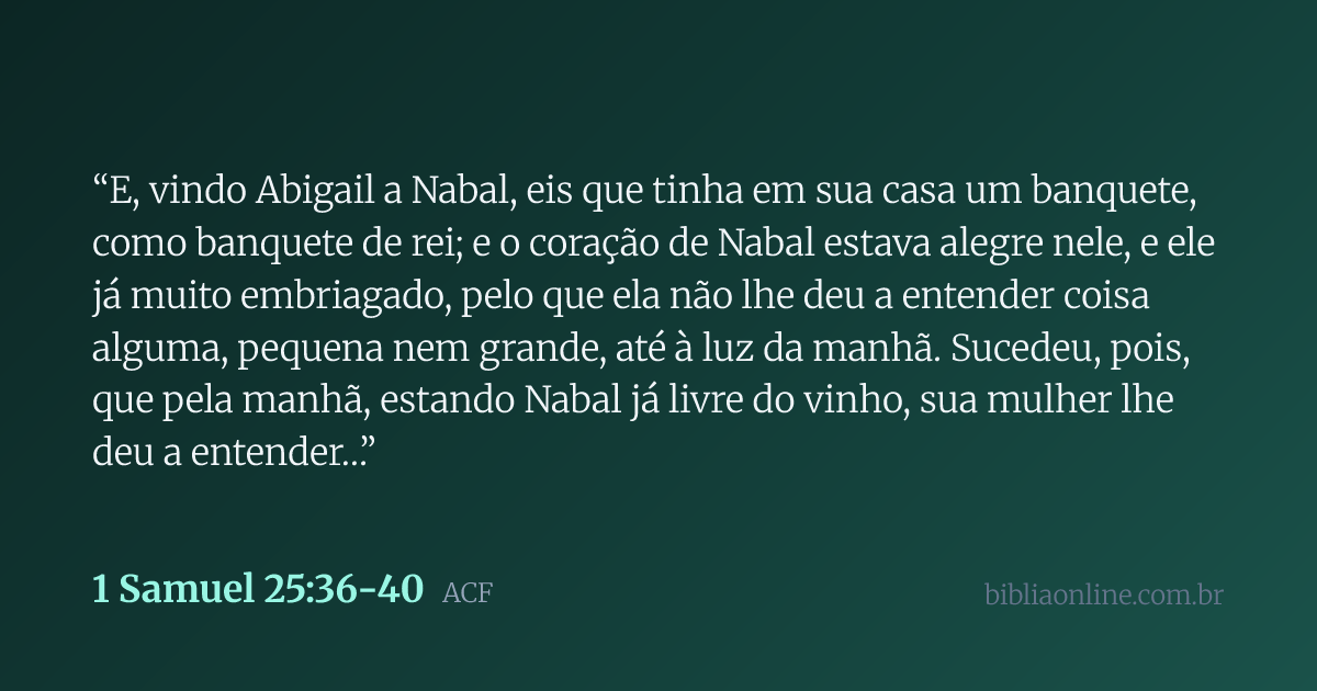 1Samuel 25:36-40 | ACF | Bíblia Online