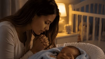 Oração por saúde física do bebê, alívio de dores e cólicas, e proteção sobre o berço